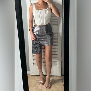 White structured bustier corset top sz S | going out night out night luxe Y2K